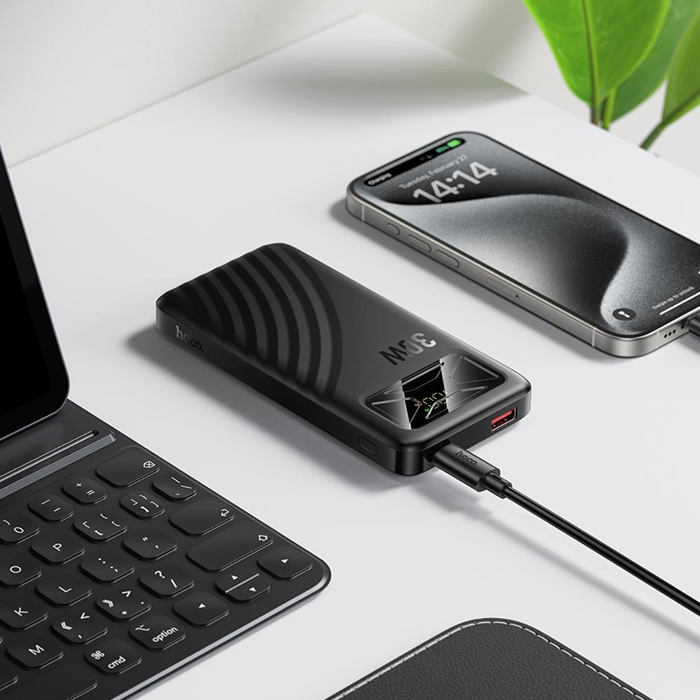 Zunanja baterija HOCO Q42, 10000 mAh, 30 W, QC + PD, 1 x USB-A - 1 x USB-C, črna