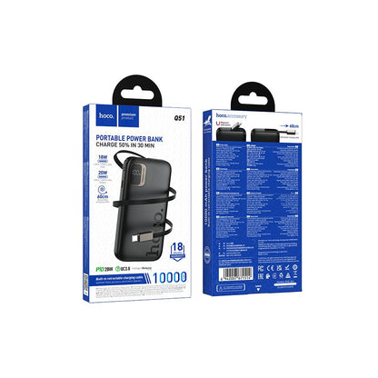 Zunanji akumulator HOCO Q51, 10000mAh, 20W, PD, 2 x USB-C, Črn
