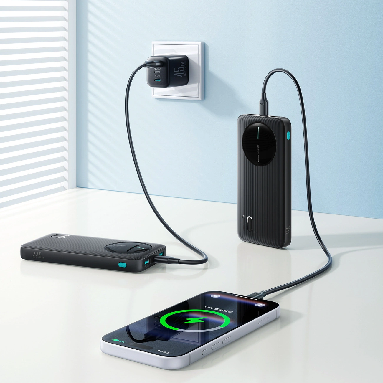 Zunanja baterija Joyroom JR-PBF12 Pro, 10000mAh, 22,5W, QC + PD, 1 x USB-C - 2 x USB-A, Črna