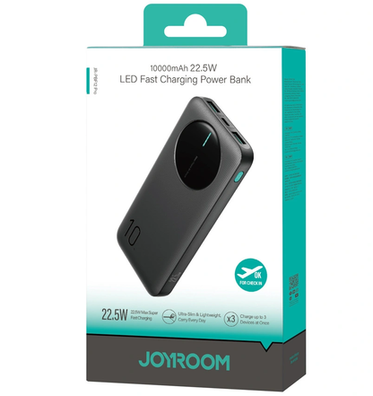Zunanja baterija Joyroom JR-PBF12 Pro, 10000mAh, 22,5W, QC + PD, 1 x USB-C - 2 x USB-A, Črna