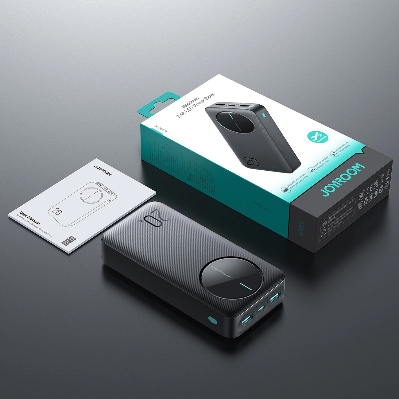 Zunanja baterija Joyroom JR-PBF14, 20000mAh, 12W, 1 x USB-C - 2 x USB-A, Črna