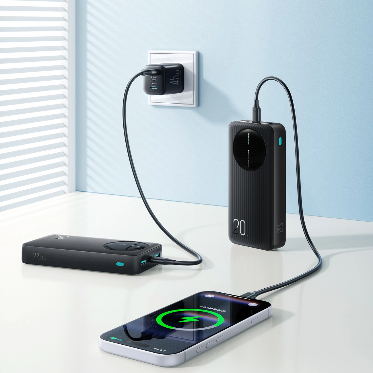 Zunanja baterija Joyroom JR-PBF14 Pro, 20000mAh, 22.5W, QC + PD, 1 x USB-C - 2 x USB-A, Črna