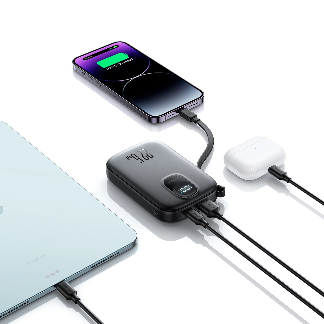 Zunanja baterija Joyroom JR-PBF18, 10000mAh, 22.5W, QC + PD, 1 x Lightning - 1 x USB-A - 1 x USB-C, Črna