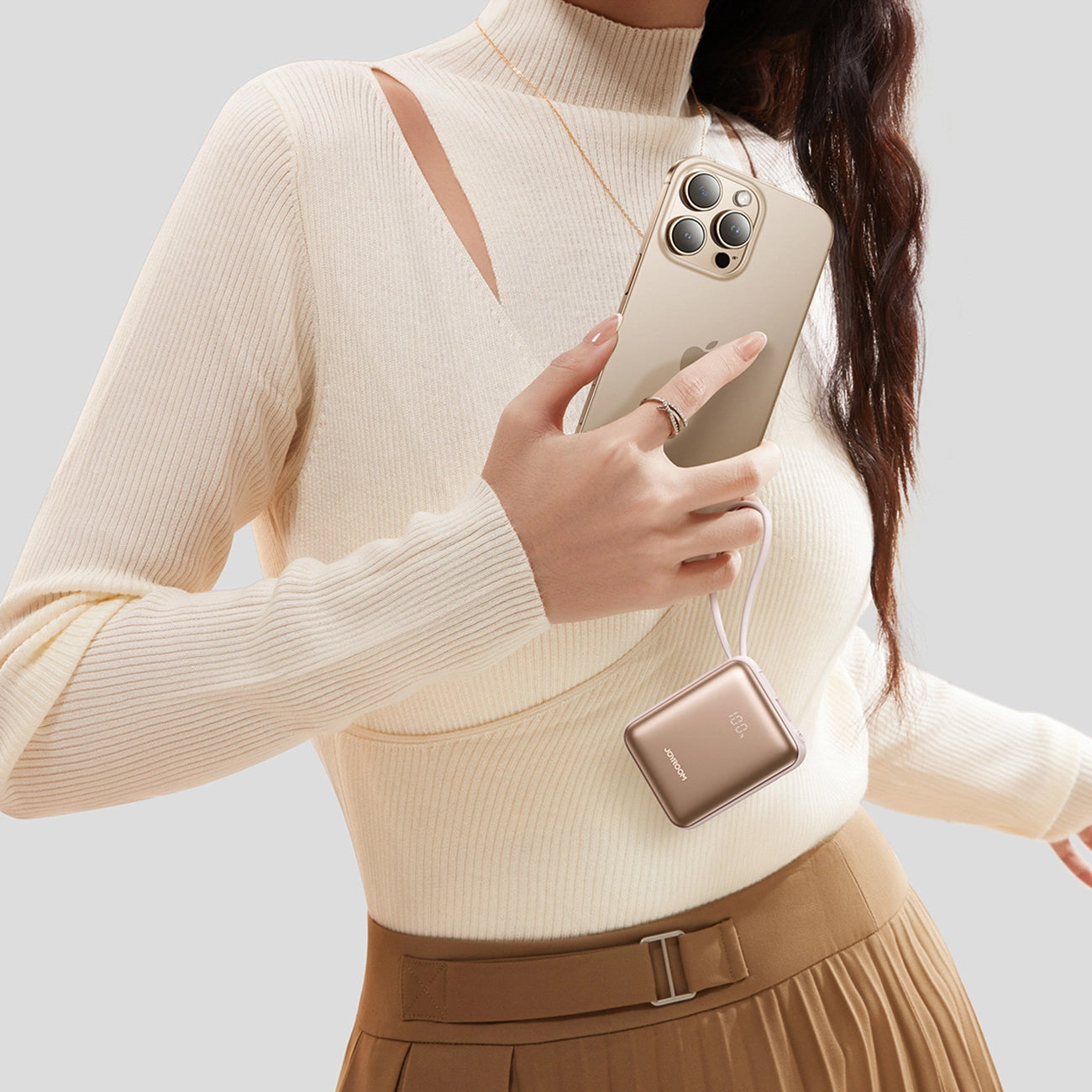 Zunanja baterija Joyroom JR-PBF27, 10000mAh, 22.5W, PD, 1 x Lightning - 2 x USB-C, Zlata