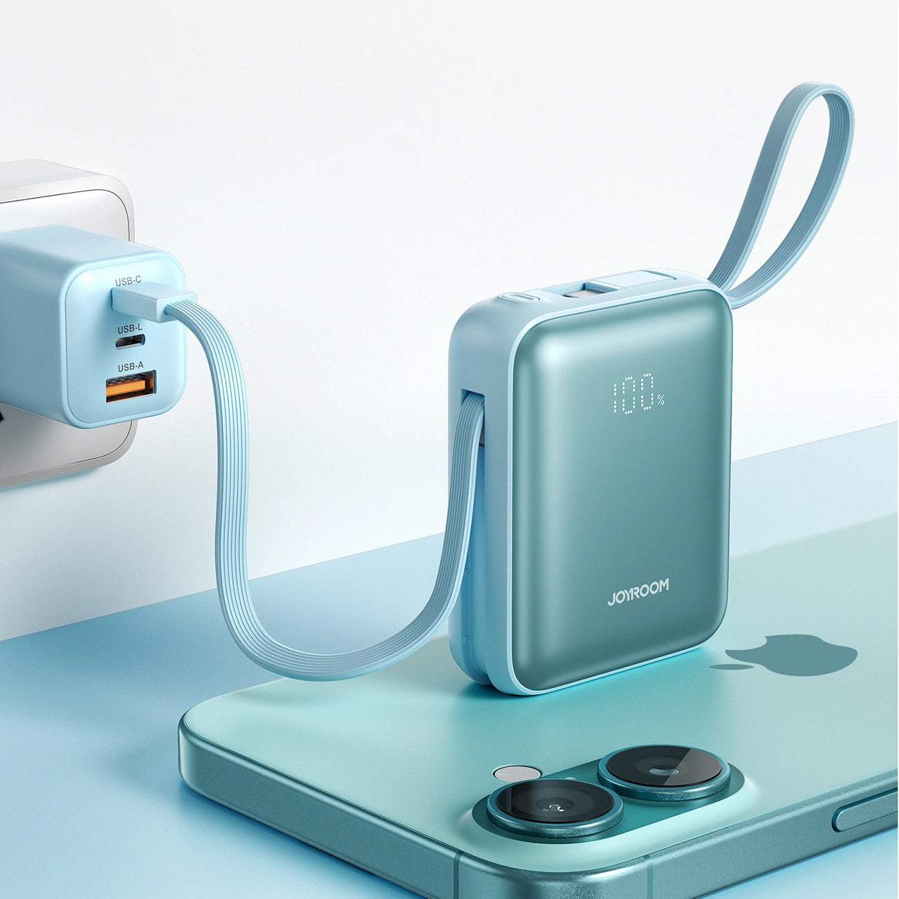 Zunanja baterija Joyroom JR-PBF27, 10000mAh, 22.5W, PD, 1 x Lightning - 2 x USB-C, Modra