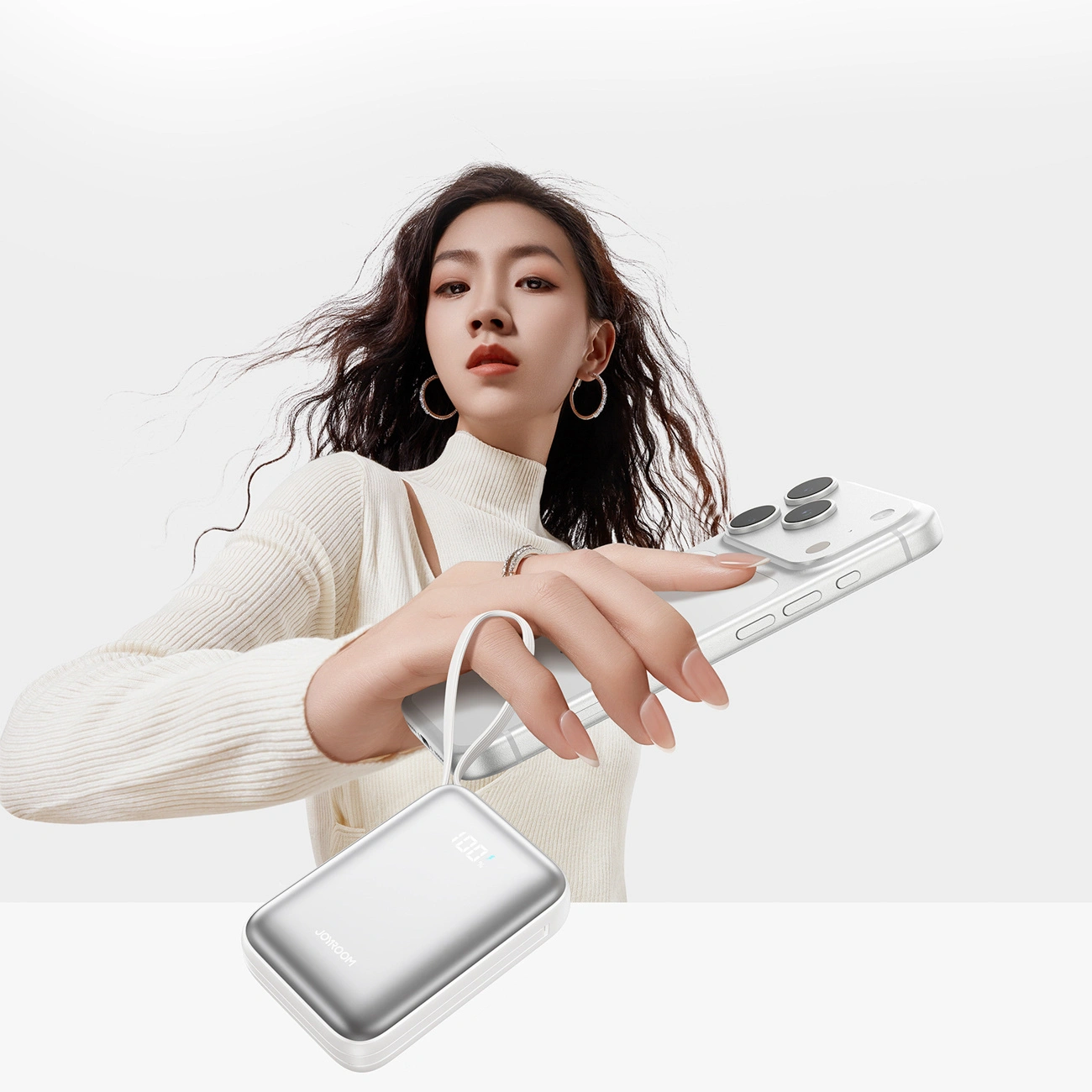 Zunanja baterija Joyroom JR-PBF29, 20000mAh, 22.5W, QC + PD, 1 x Lightning - 2 x USB-C, Bela
