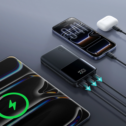 Zunanja baterija Joyroom JR-QP191, 10000mAh, 22.5W, QC + PD, 1 x USB-A - 2 x USB-C, Črna