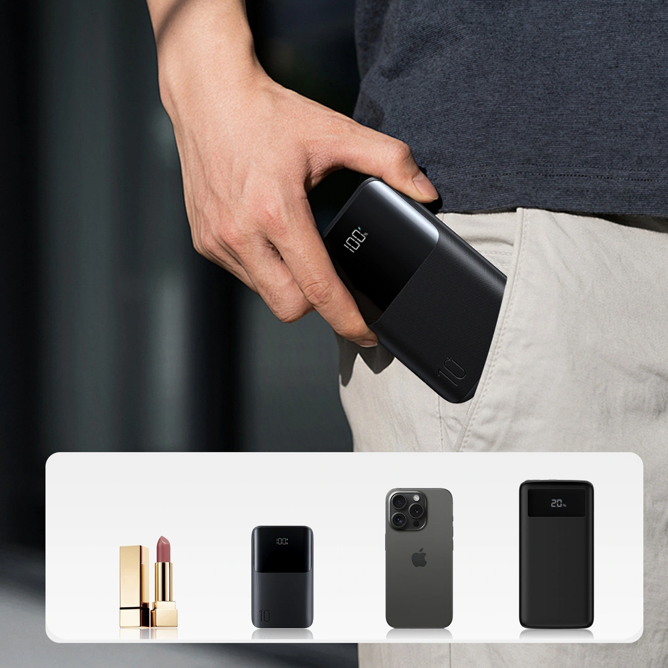 Zunanja baterija Joyroom JR-QP191, 10000mAh, 22.5W, QC + PD, 1 x USB-A - 2 x USB-C, Črna