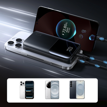 Zunanja baterija Joyroom JR-QP191, 10000mAh, 22.5W, QC + PD, 1 x USB-A - 2 x USB-C, Črna