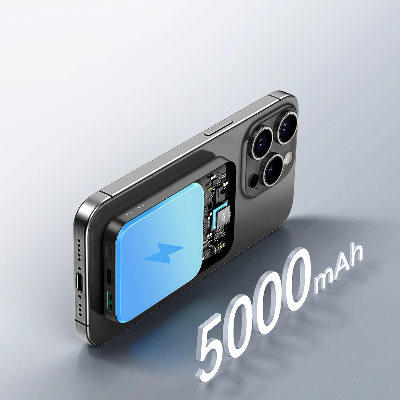 External Battery Joyroom JR-W020 Mini, 5000mAh, 20W, QC + PD + FQI, 1 x QI - 1 x USB-A - 1 x USB-C, Black 