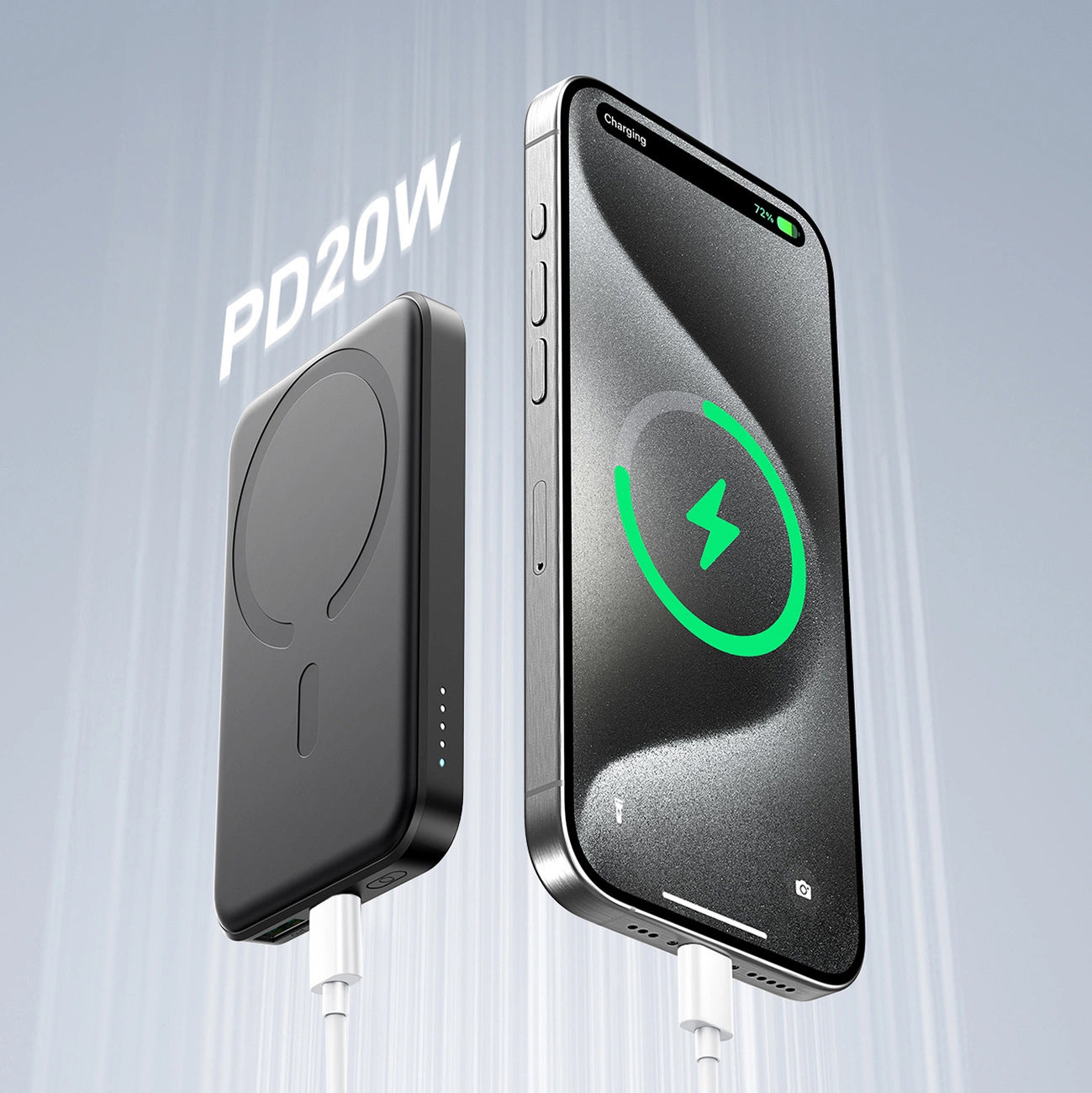 External Battery Joyroom JR-W020 Mini, 5000mAh, 20W, QC + PD + FQI, 1 x QI - 1 x USB-A - 1 x USB-C, Black 