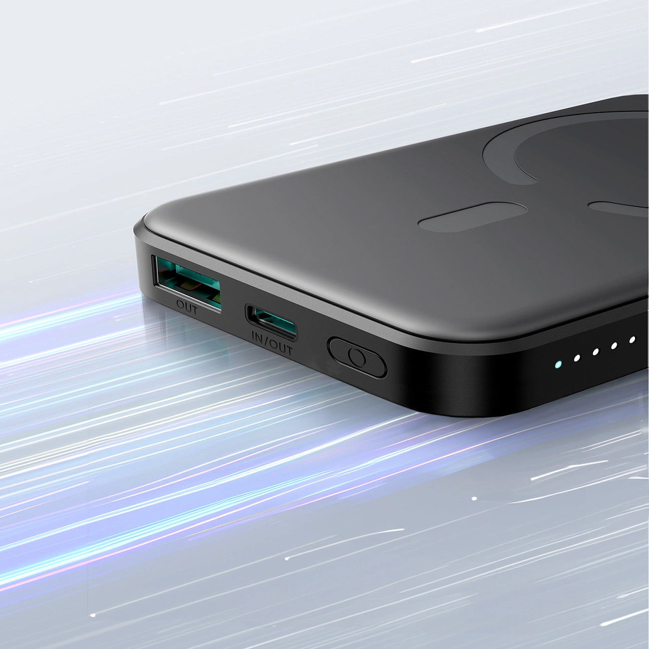 External Battery Joyroom JR-W020 Mini, 5000mAh, 20W, QC + PD + FQI, 1 x QI - 1 x USB-A - 1 x USB-C, Black 