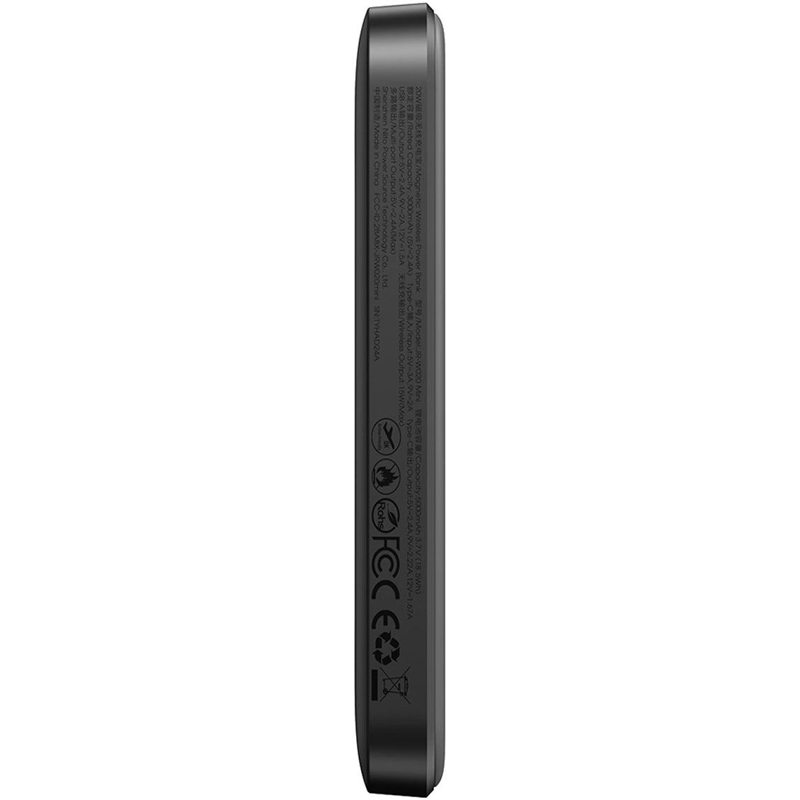 External Battery Joyroom JR-W020 Mini, 5000mAh, 20W, QC + PD + FQI, 1 x QI - 1 x USB-A - 1 x USB-C, Black 