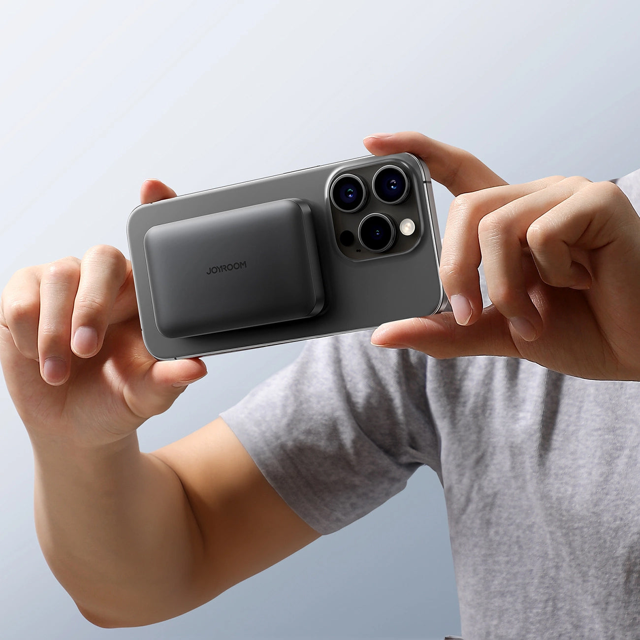 External Battery Joyroom JR-W020 Mini, 5000mAh, 20W, QC + PD + FQI, 1 x QI - 1 x USB-A - 1 x USB-C, Black 