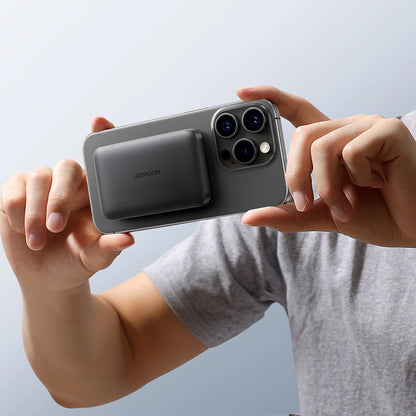 External Battery Joyroom JR-W020 Mini, 5000mAh, 20W, QC + PD + FQI, 1 x QI - 1 x USB-A - 1 x USB-C, Black 