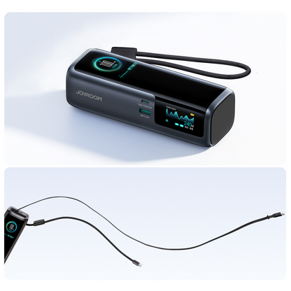 Zunanja baterija Joyroom PODIX PR70, 25000 mAh, 240 W, QC + PD, 1 × USB-A – 3 × USB-C, črna