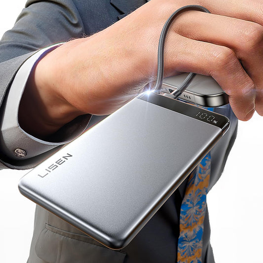 Zunanji baterijski vir Lisen, 10000mAh, 22,5W, PD, 2 x USB-C, siva