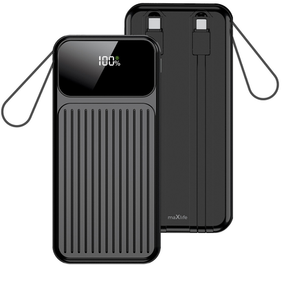Zunanja baterija MaXlife MXPB-06, 10000mAh, 22.5W, QC + PD, 1 x Lightning - 2 x USB-A - 2 x USB-C, Črna