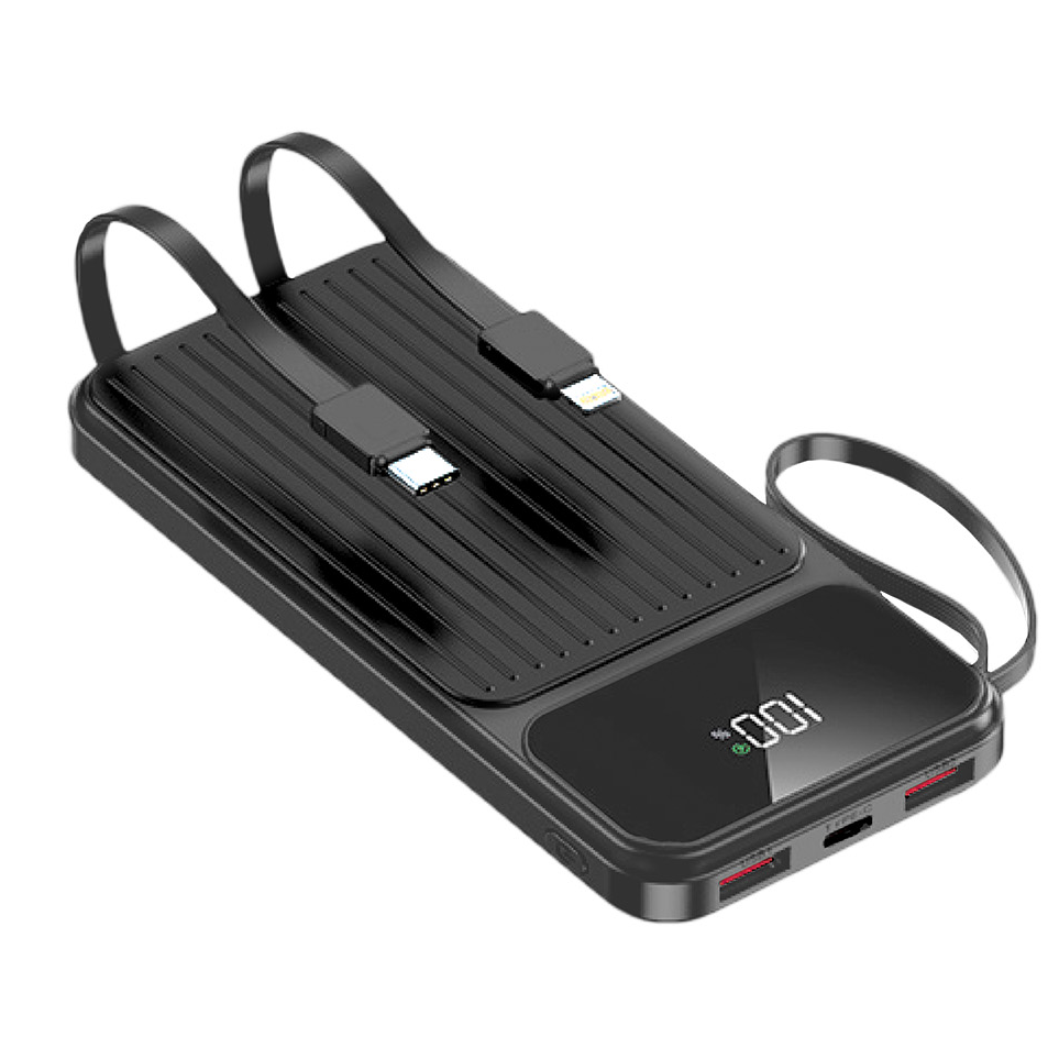Zunanja baterija MaXlife MXPB-06, 10000mAh, 22.5W, QC + PD, 1 x Lightning - 2 x USB-A - 2 x USB-C, Črna