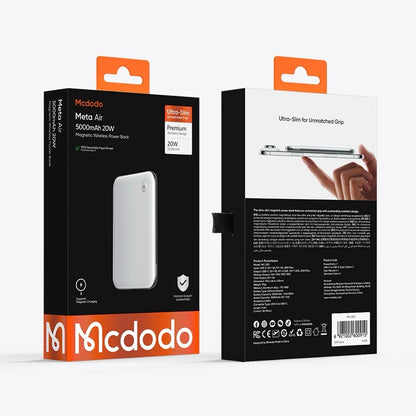 Brezžična zunanja baterija McDodo MC-2931 Meta Air, 5000mAh, 20W, PD + FQI, 1 x QI - 1 x USB-C, črna