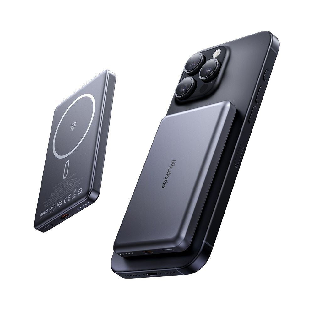 Zunanja baterija Wireless McDodo MC-4641 Meta, 5000mAh, 20W, PD + FQI, 1 x QI - 1 x USB-C, črna