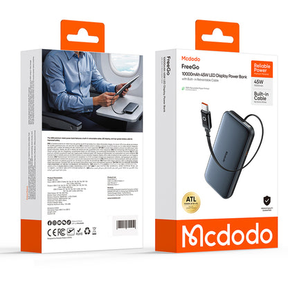 Zunanji akumulator McDodo MC-5920 MetaFree, 10000mAh, 45W, PD, 2 x USB-C, siva