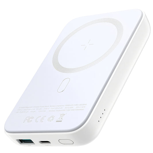 Zunanja baterija Joyroom JR-W020, 10000mAh, 20W, QC + PD + FQI, 1 x QI - 1 x USB-A - 1 x USB-C, Bela