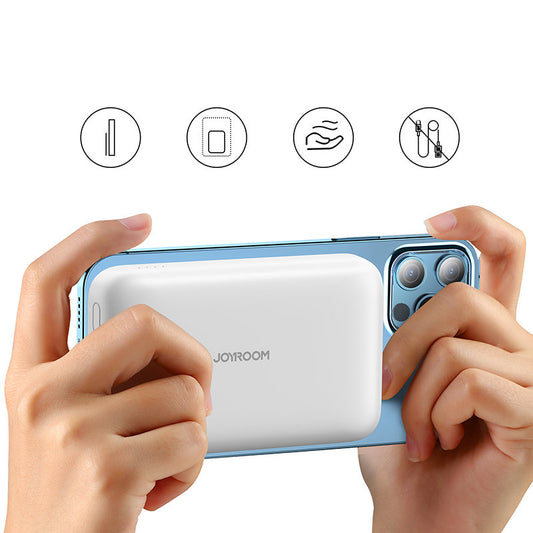 Zunanja baterija Joyroom JR-W020, 10000mAh, 20W, QC + PD + FQI, 1 x QI - 1 x USB-A - 1 x USB-C, Bela