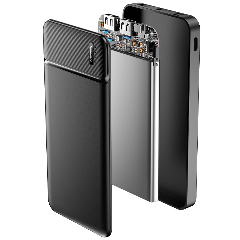 Zunanji akumulator MaXlife MXPB-01, 10000mAh, 12W, 2 x USB-A, črn