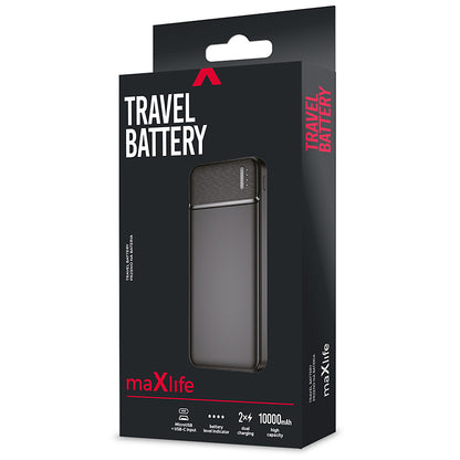 Zunanji akumulator MaXlife MXPB-01, 10000mAh, 12W, 2 x USB-A, črn