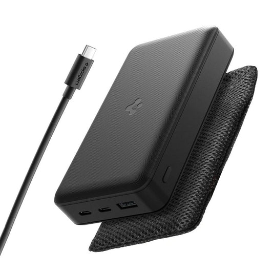 Zunanja baterija Spigen, 20000mAh, 30W, QC + PD, 1 x USB-A - 2 x USB-C, črna