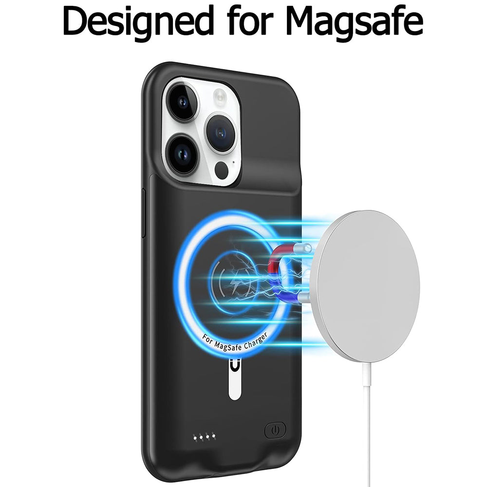 Zunanja baterija v obliki ohišja Wireless Techsuit Power Pro Battery za Apple iPhone 15 Plus, 8500mAh, črna