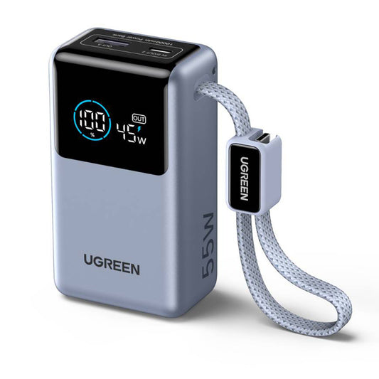 Zunanji akumulator UGREEN Nexode Pro PB727 (75701B), 10000mAh, 55W, QC + PD, 1 x USB-A - 2 x USB-C, Siva