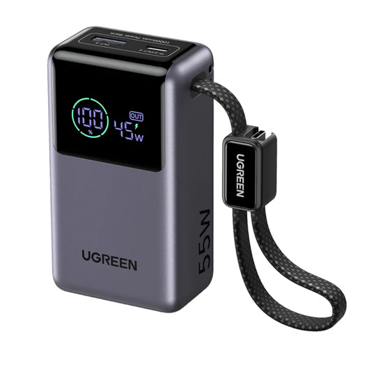 Zunanji akumulator UGREEN Nexode Pro PB727 (85301B), 10000mAh, 55W, QC + PD, 1 x USB-A - 2 x USB-C, Siva