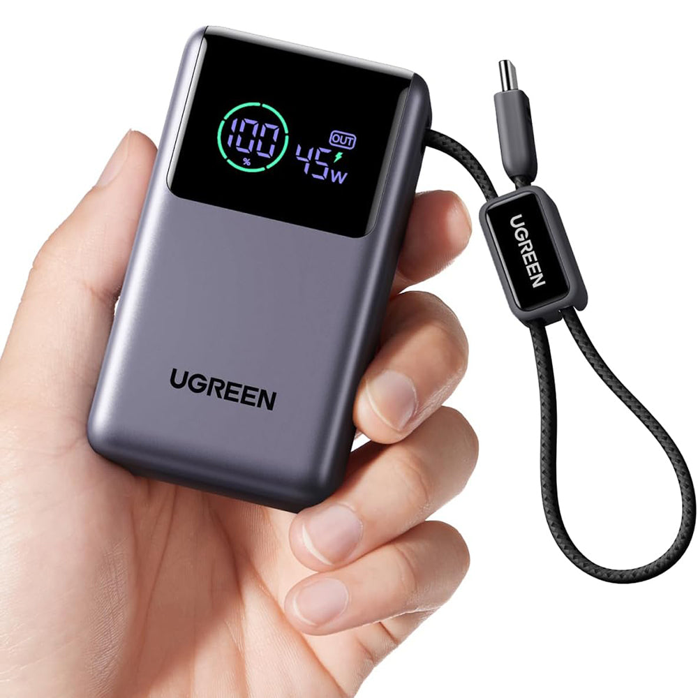 Zunanji akumulator UGREEN Nexode Pro PB727 (85301B), 10000mAh, 55W, QC + PD, 1 x USB-A - 2 x USB-C, Siva