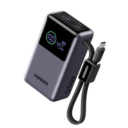 Zunanji akumulator UGREEN Nexode Pro PB727 (85301B), 10000mAh, 55W, QC + PD, 1 x USB-A - 2 x USB-C, Siva