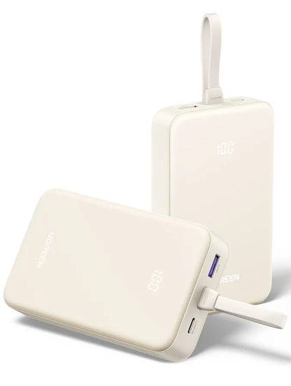 Zunanja baterija UGREEN PB521, 20000mAh, 30W, QC + PD, 1 x USB-A - 2 x USB-C, Bela