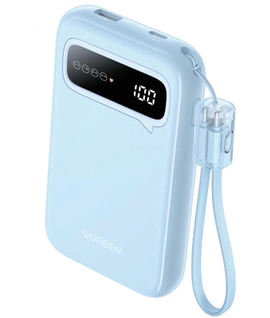 Zunanja baterija UGREEN PB522, 10000mAh, 20W, QC + PD, 1 x USB-A - 1 x USB-C, Modra