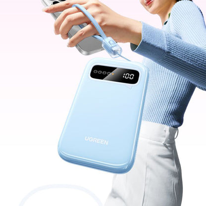 Zunanja baterija UGREEN PB522, 10000mAh, 20W, QC + PD, 1 x USB-A - 1 x USB-C, Modra