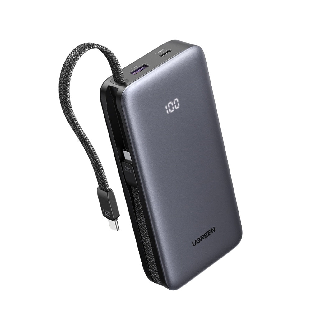 Zunanja baterija UGREEN PB528 (55985B), 20000mAh, 30W, QC + PD, 1 x USB-A - 3 x USB-C, Siva