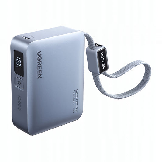 Zunanji akumulator UGREEN PB584 (75173B), 10000mAh, 33W, QC + PD, 1 x USB-A - 2 x USB-C, modra