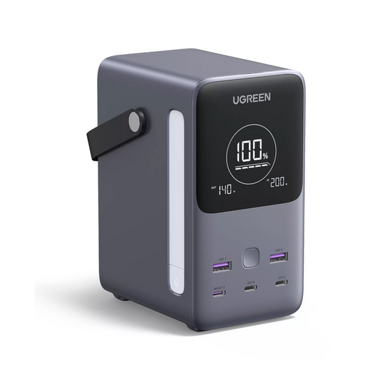 Zunanji akumulator UGREEN PB770, 48000mAh, 300W, QC + PD, 2 x USB-A - 3 x USB-C, Siva, Ponovno zaprto