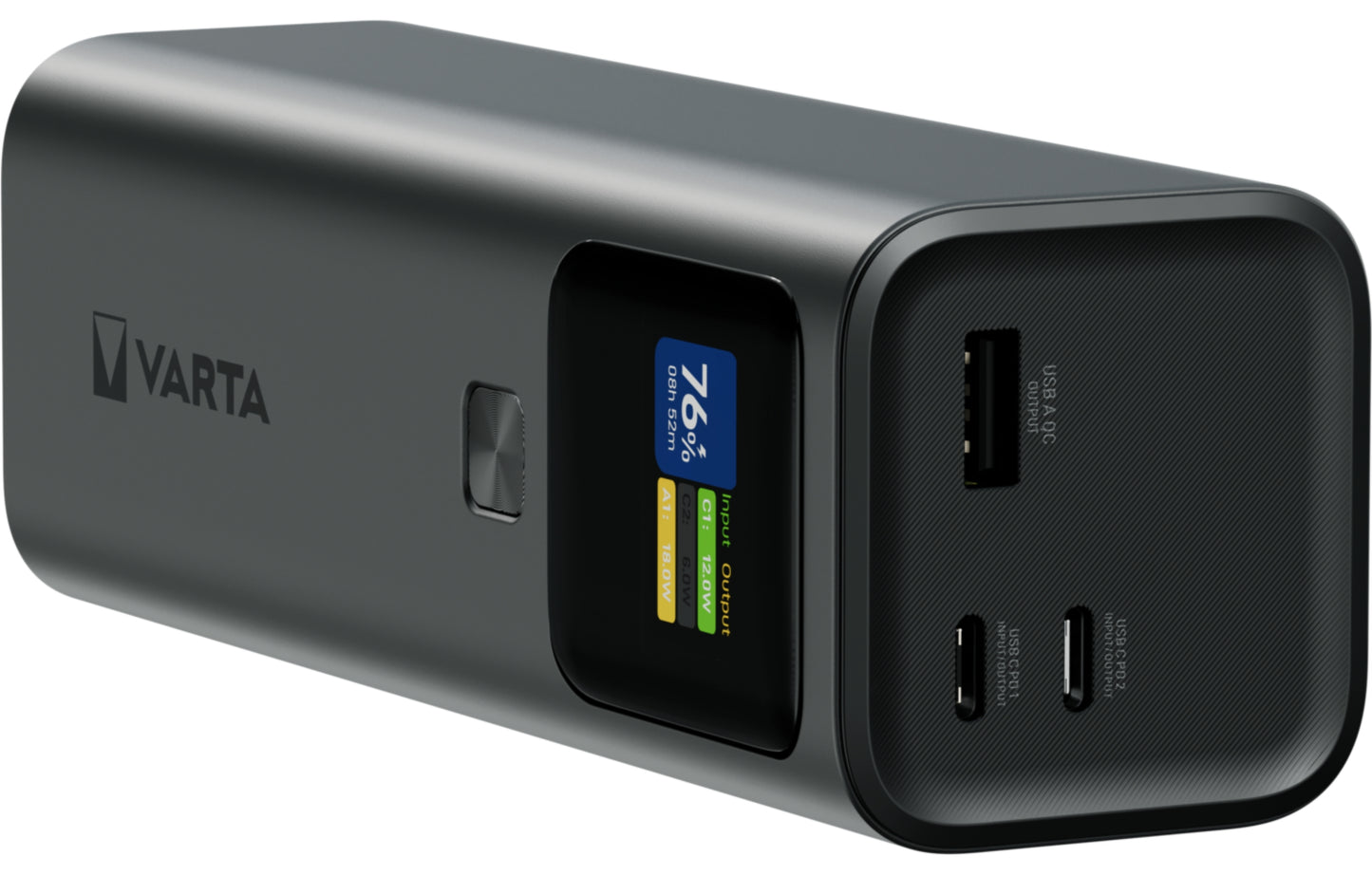 Zunanja baterija Varta High Speed, 27000mAh, 140W, QC + PD, 1 x USB-A - 2 x USB-C, Črna