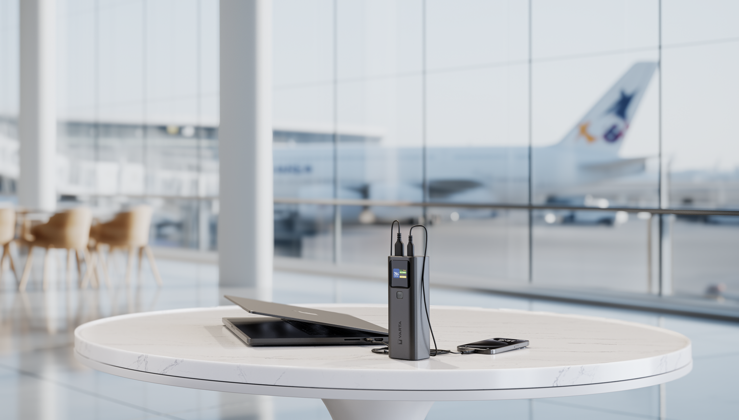 Zunanja baterija Varta High Speed, 27000mAh, 140W, QC + PD, 1 x USB-A - 2 x USB-C, Črna