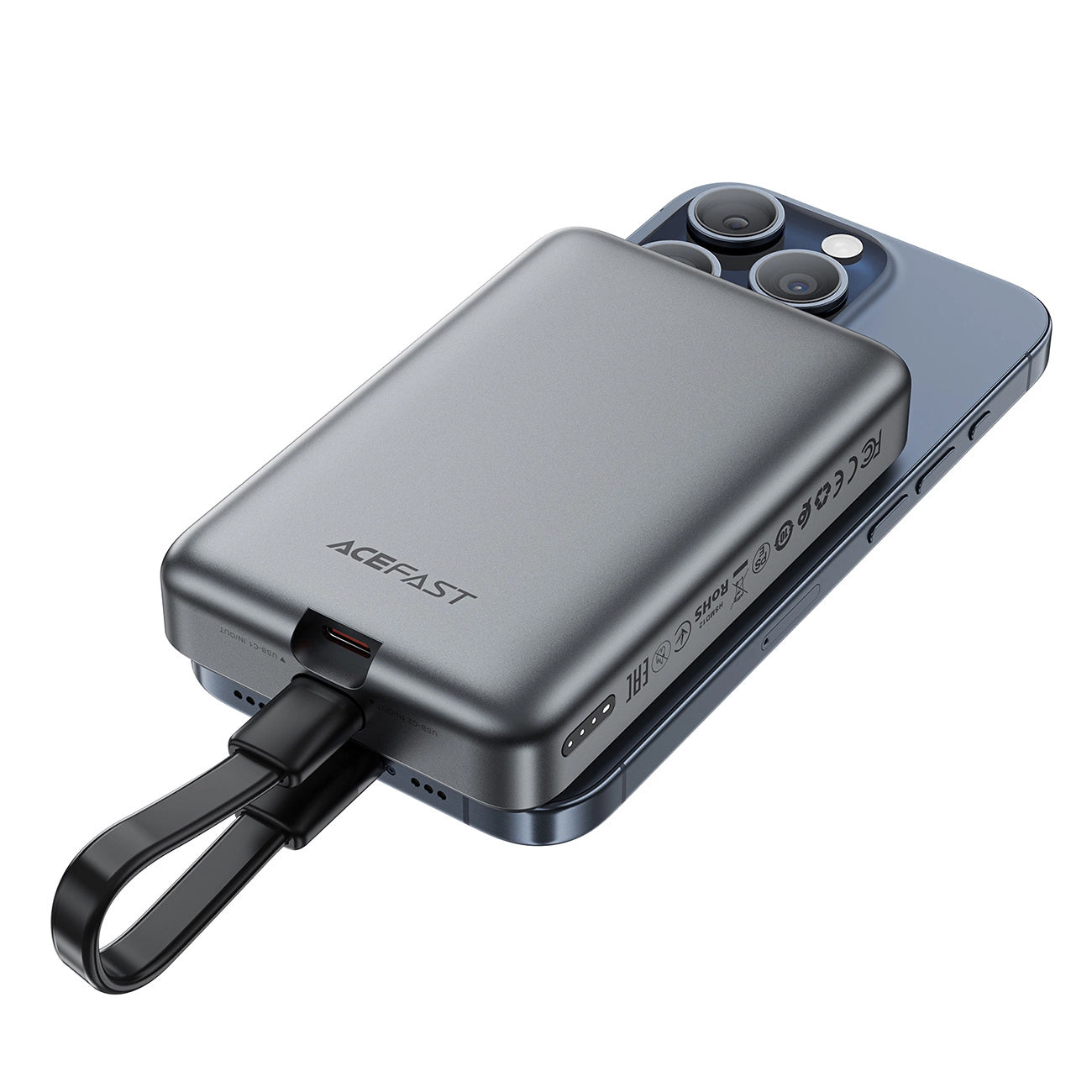 Zunanja baterija Acefast M10, 10000mAh, 30W, PD + FQI, 1 x QI - 2 x USB-C, črna