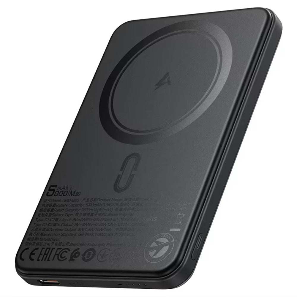 Zunanja baterija Acefast M30, 5000mAh, 20W, PD + FQI, 1 x QI - 2 x USB-C, črna