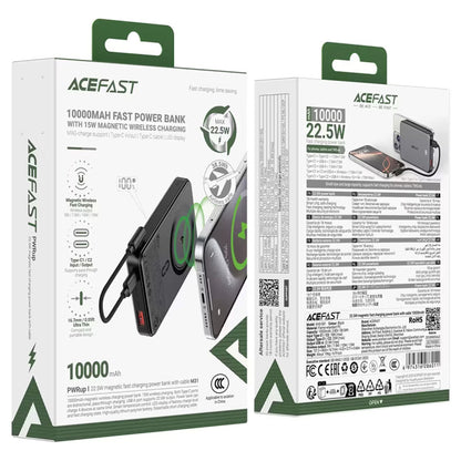 Zunanja baterija Acefast M31, 10000mAh, 22.5W, QC + PD + FQI, 1 x QI - 1 x USB-A - 2 x USB-C, črna