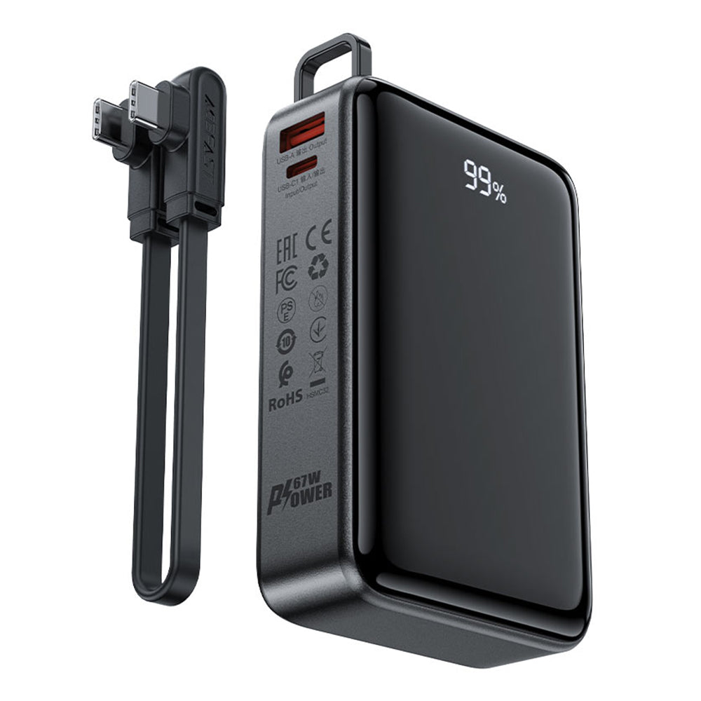 Zunanja baterija Acefast M4, 20000mAh, 67W, PD, 1 x USB-A - 2 x USB-C, črna