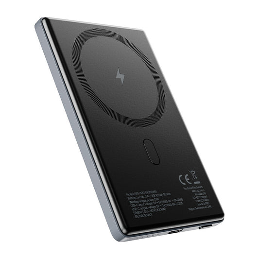 Zunanja baterija Wireless Allity. APB-300, 5000mAh, 20W, PD + FQI, 1 x QI - 1 x USB-C, Siva