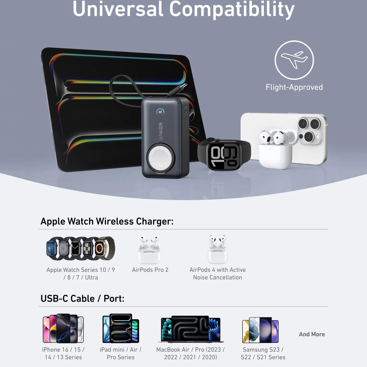 Zunanja baterija Anker MagGo, 10000mAh, 35W, PD + QI, 1 x QI - 2 x USB-C, črna A1657H11